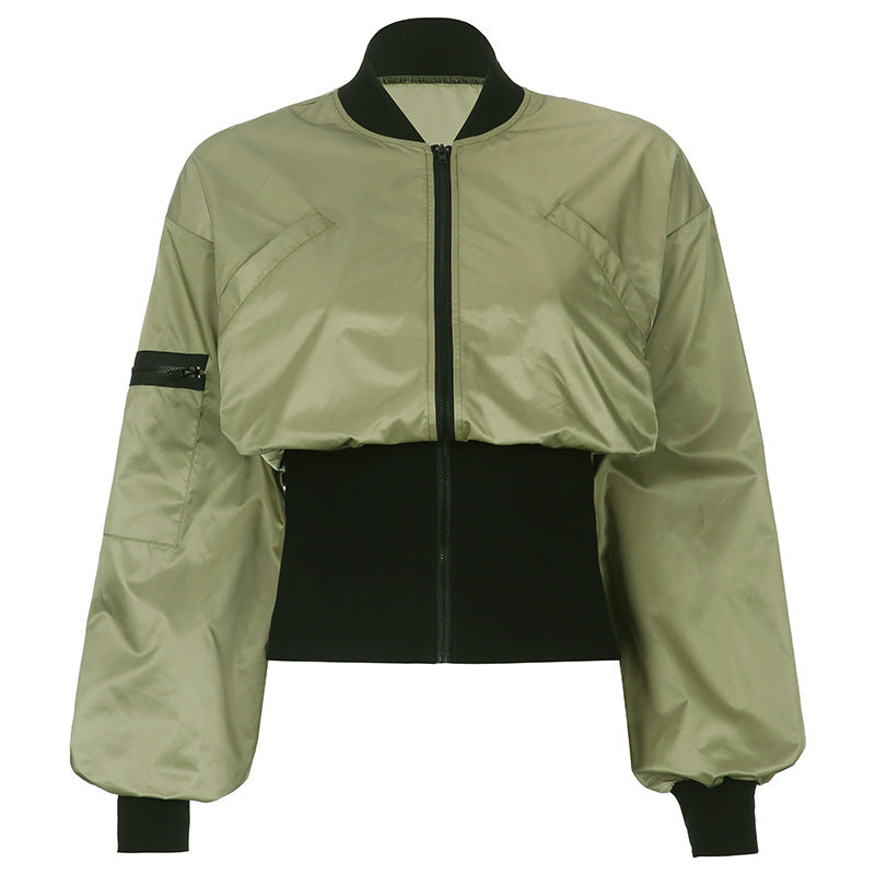 Amerikaanse fashion street kort bomberjack met elastische taille