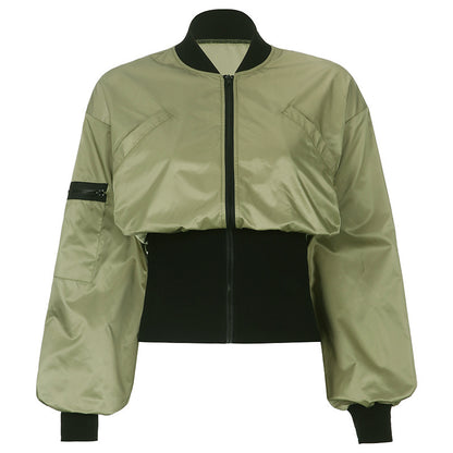 Amerikaanse fashion street kort bomberjack met elastische taille