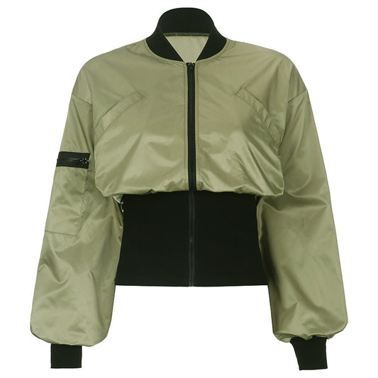 Amerikaanse fashion street kort bomberjack met elastische taille