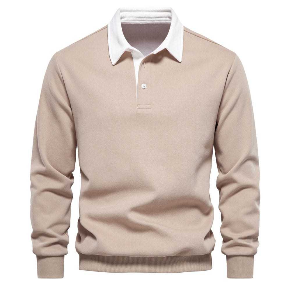 Polo T-shirt voor heren met lange mouwen kraag en knoop of ritssluiting