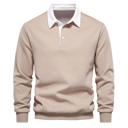 Polo T-shirt voor heren met lange mouwen kraag en knoop of ritssluiting