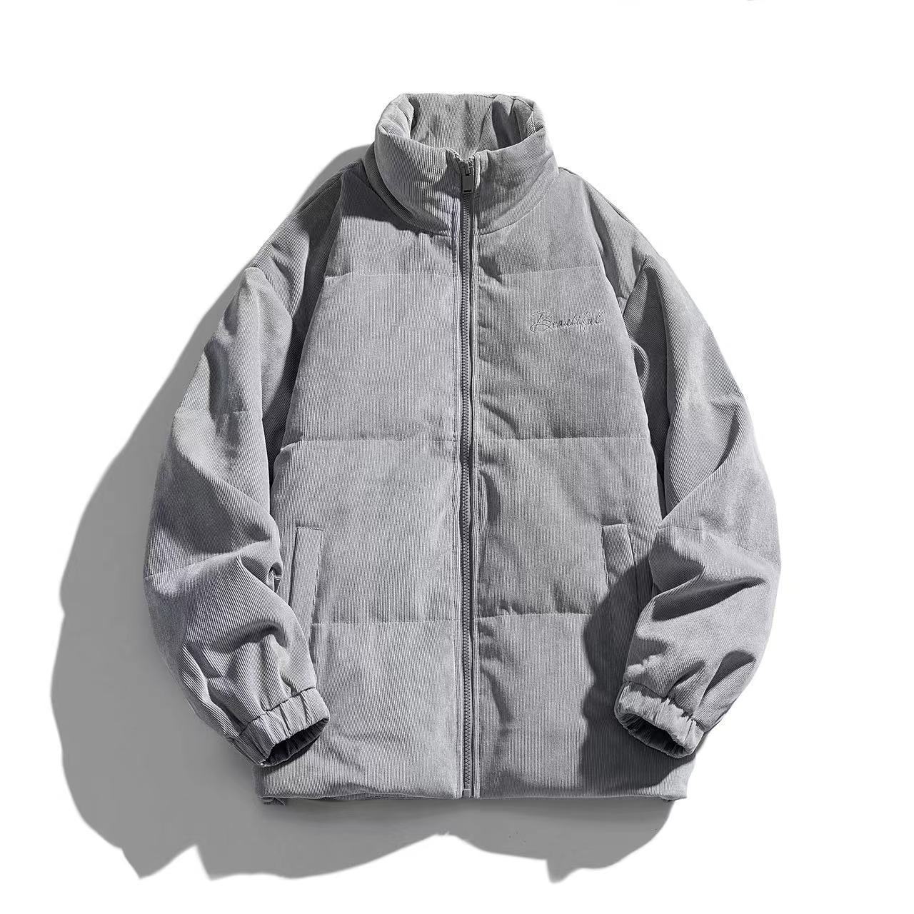 Heren corduroy donsjas effen kleur