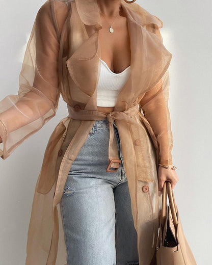 Pure Color Loose Lantern Sleeve Cardigan Shirt Jacket
