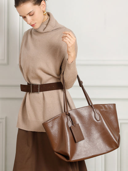 Vintage shoppertas van echt leer