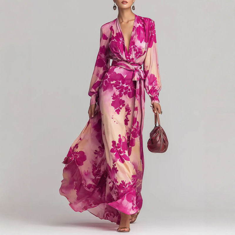 Floral Print Chiffon Maxi Dress