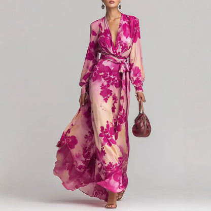 Floral Print Chiffon Maxi Dress