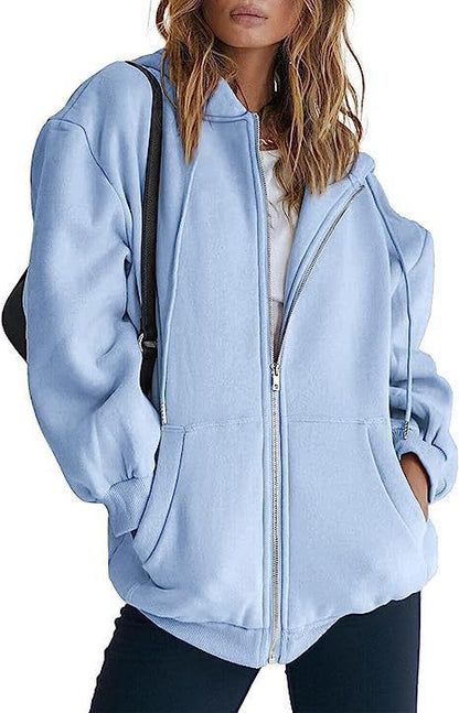 Long-sleeved hooded sweater-style women's coat