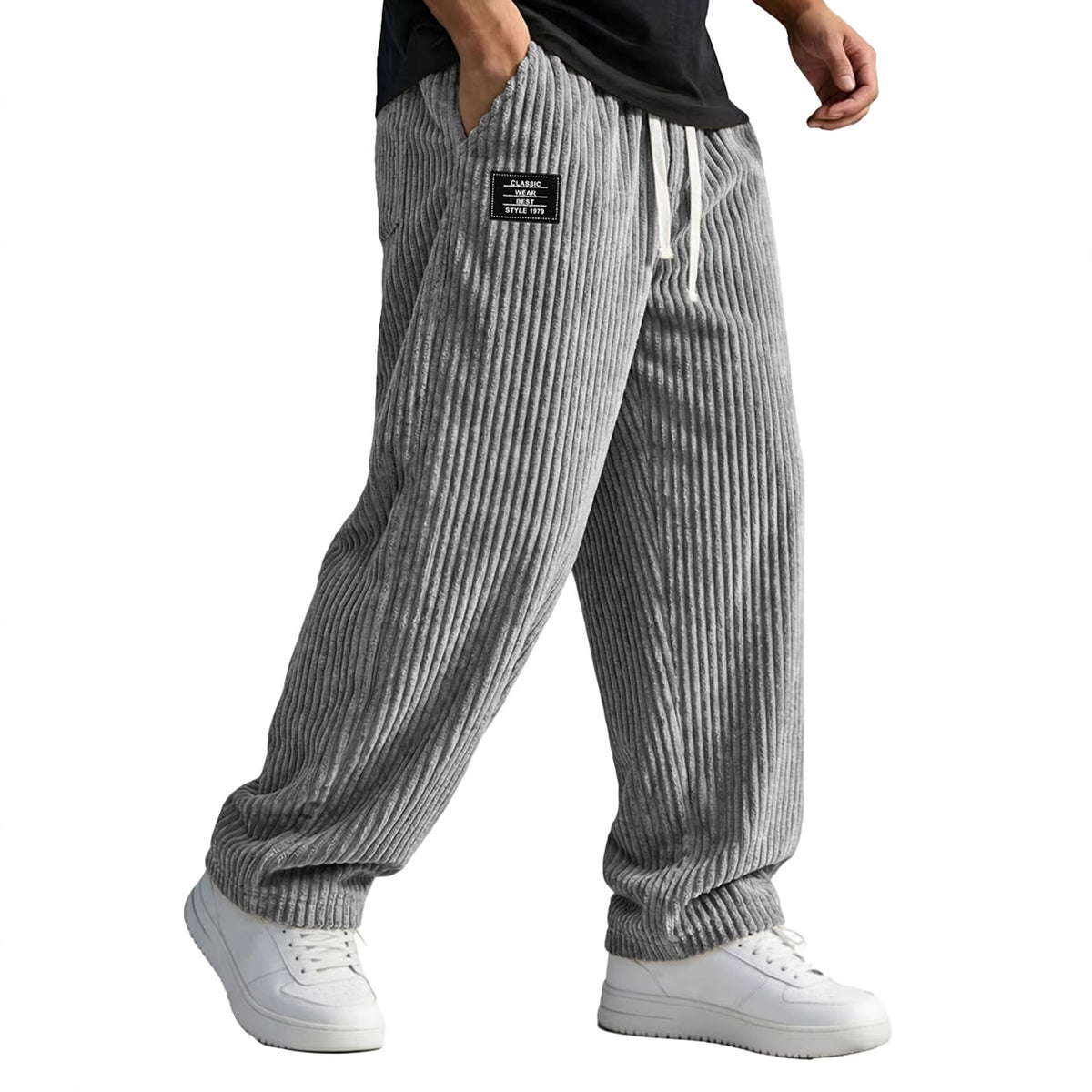 Mens Embroidered Straight Leg Casual Pants