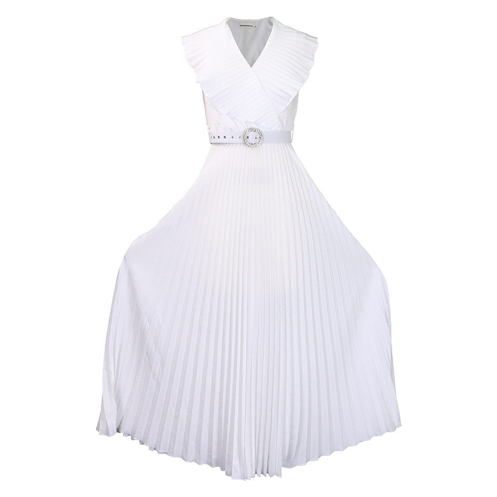 Amerikaanse modieuze ruchejurk met riem