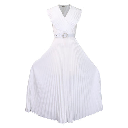 Amerikaanse modieuze ruchejurk met riem