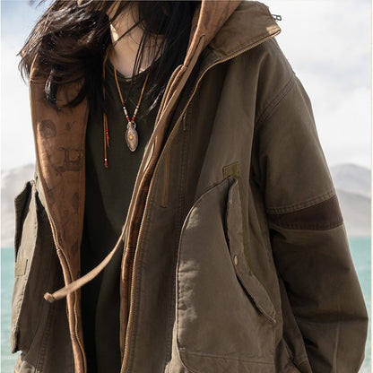 Silhouet splitst gewassen oude katoenen heren jas