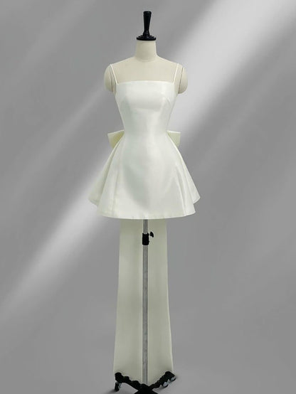 Elegant Satin Bow Evening Dress