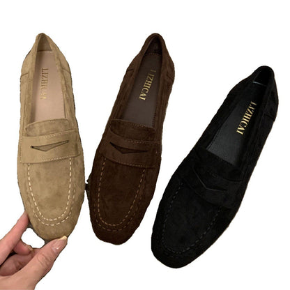 Womens Suede Slip-On Loafers