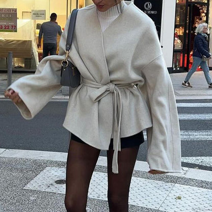 Womens Elegant Belted Trench Coat