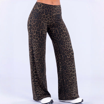 Women's Brushed Fabric High-Waisted Wide-Leg Yoga Running Pants