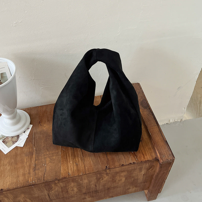 Women Suede Dumpling Bag Vintage Retro Handbag