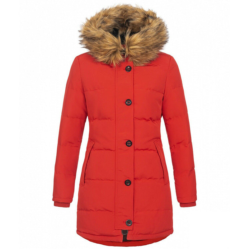 Womens Hooded Long Sleeve Warm Zipper Quilted Jacket