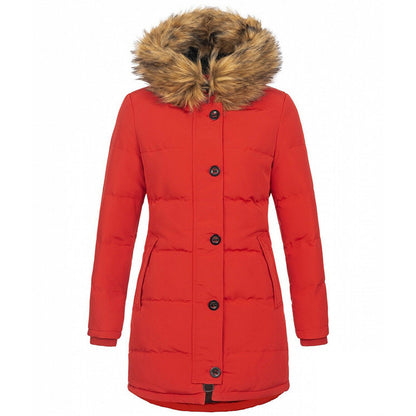 Womens Hooded Long Sleeve Warm Zipper Quilted Jacket
