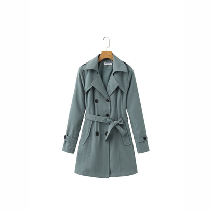 Women's Korean Style Mid-Long Trench Coat with Pockets