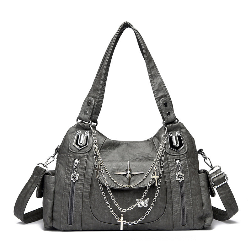 Retro Distressed Chain Tote Bag