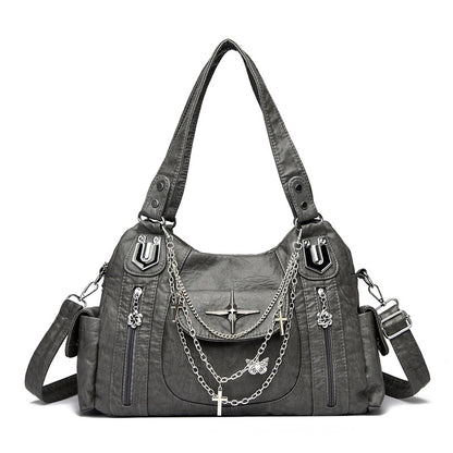 Retro Distressed Chain Tote Bag