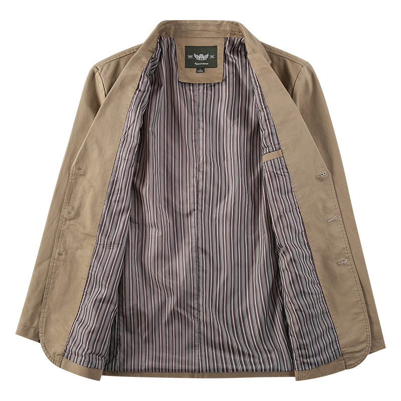 Men's Retro Solid Color Loose Fit Casual Business Jacket