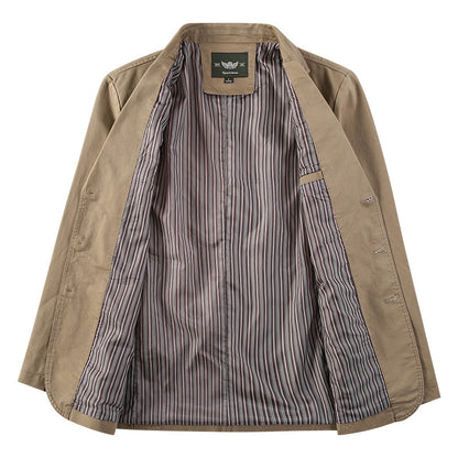 Men's Retro Solid Color Loose Fit Casual Business Jacket