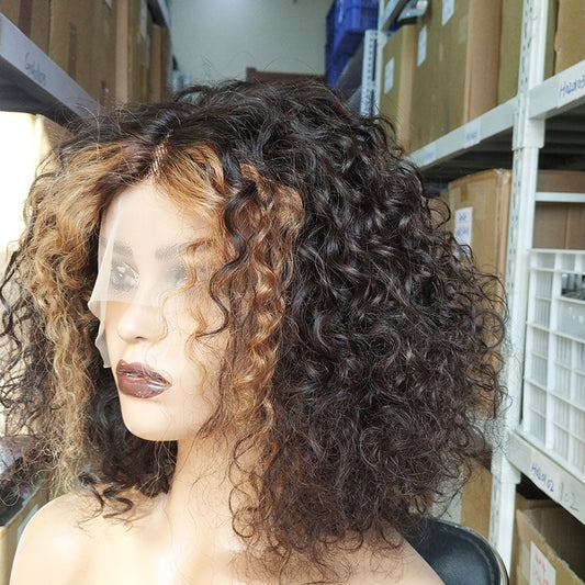 T-Part Lace Bob Wig Human Hair Water Curly