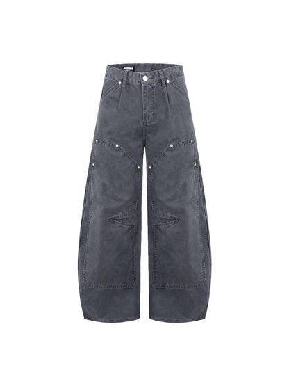 Katoenen cargobroek met wijde pijpen unisex