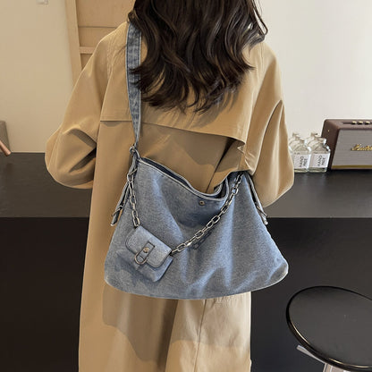 Women Denim Tote Bag Large Capacity Shoulder Crossbody Bag