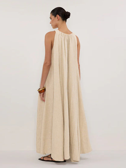 Linen-blend dress