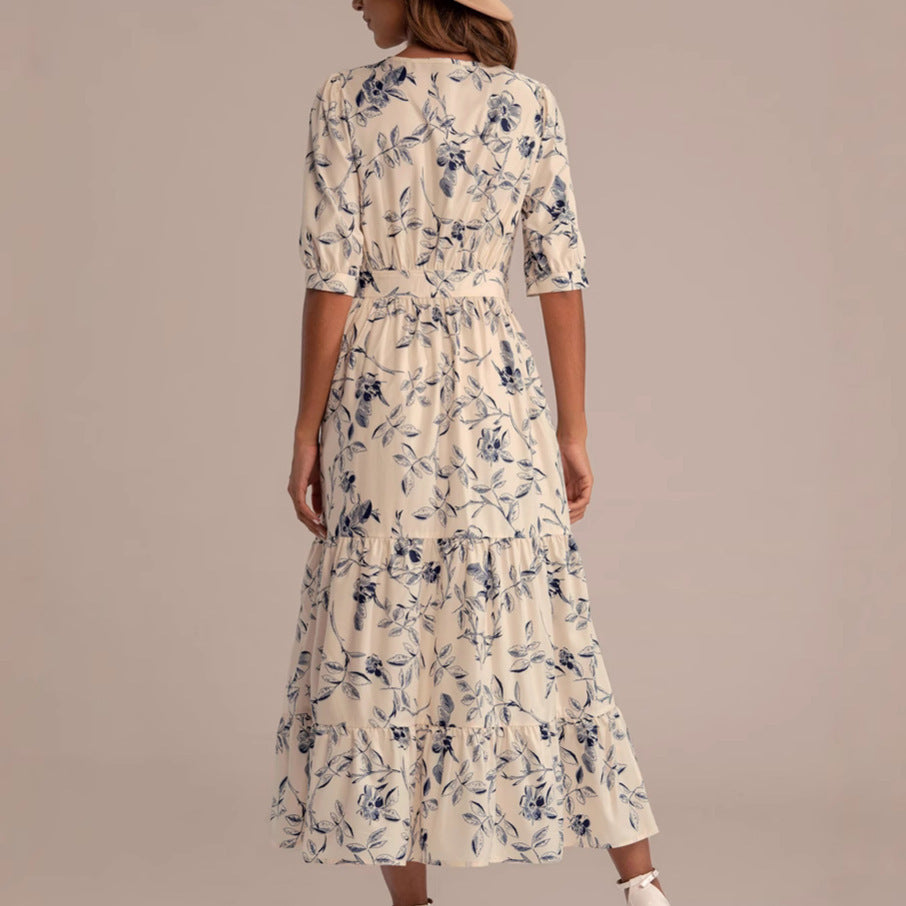 Franse bloemenjurk in vakantiestijl