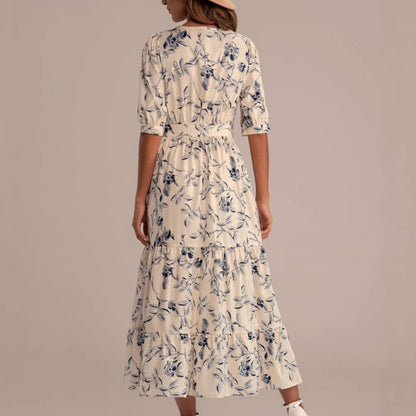 Franse bloemenjurk in vakantiestijl