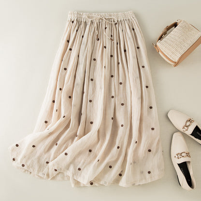 cotton and linen long skirt