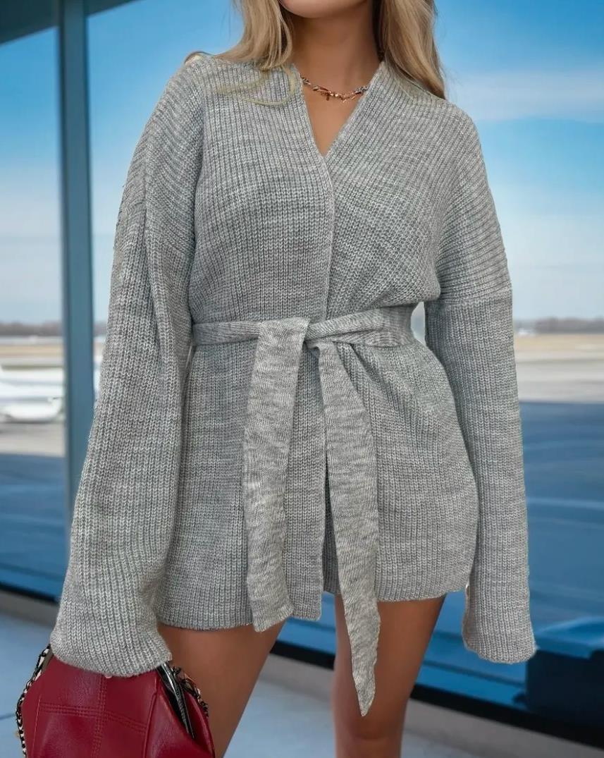 Gebreide cardigan met vetersluiting