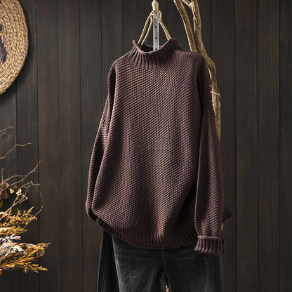 Womens Vintage Half Turtleneck Oversized Sweater