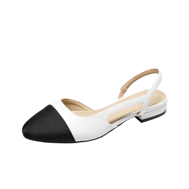 Womens Soft Leather Color Block Sandals with Square Toe