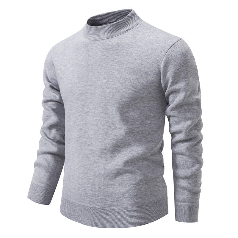 Men's Thickened Fleece-Lined Crew Neck Knit Sweater Autumn Winter