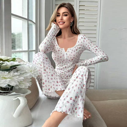 Floral Print Long Sleeve Pajama Set
