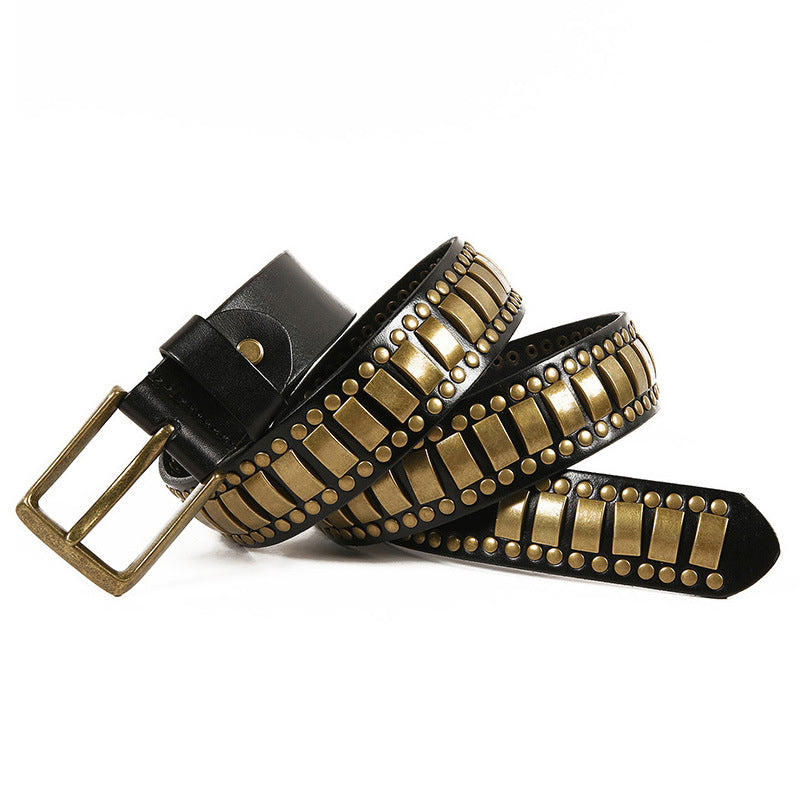 Punk Rivet Cowhide Pin Buckle Belt