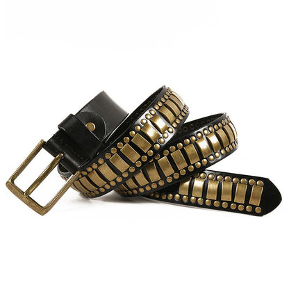 Punk Rivet Cowhide Pin Buckle Belt