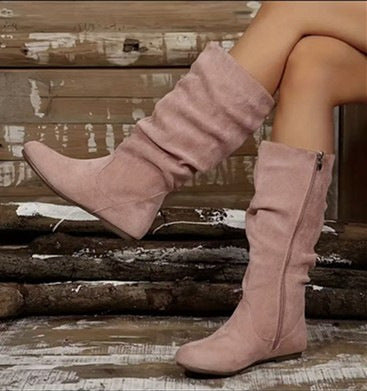 Women's Side Zipper Round Toe Boots