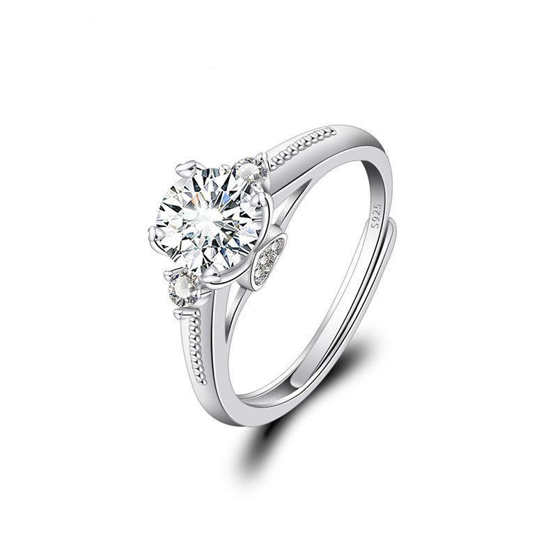 Adjustable Cubic Zirconia Ring Women Classic Six Claw Design