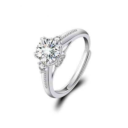 Adjustable Cubic Zirconia Ring Women Classic Six Claw Design
