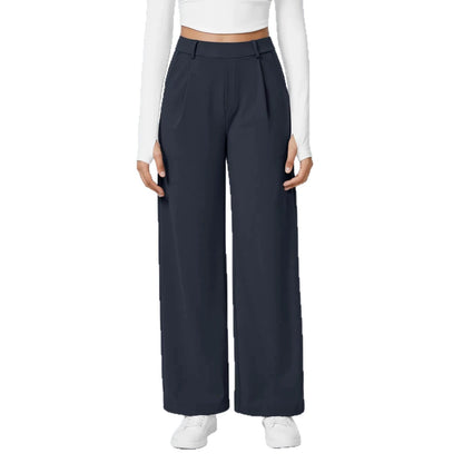 Women's High-Waist Straight-Leg Pocket Casual Outdoor Trousers