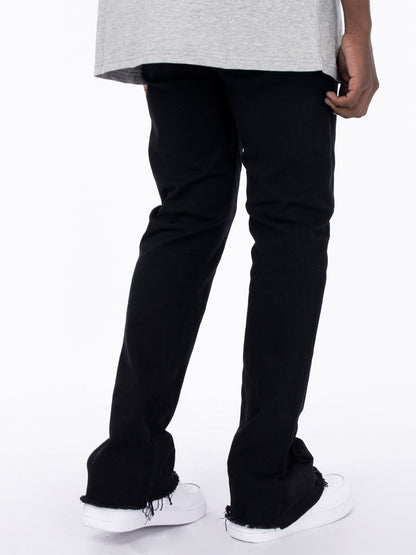 Heren Simple Raw Edge Flared Pants High Street Zwart