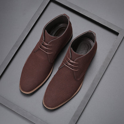 Mens Pointed Toe Leather Martin Boots