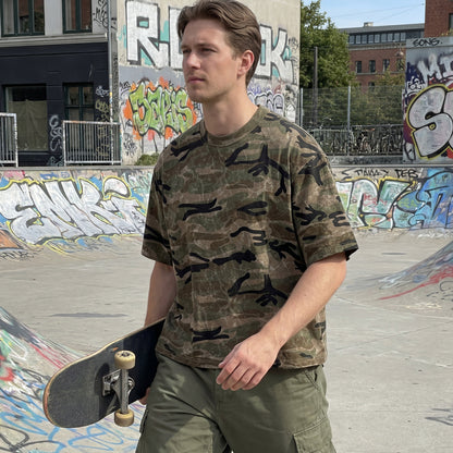 Men's Pure Cotton Camouflage Print Round Neck Short Sleeve Loose T-Shirt