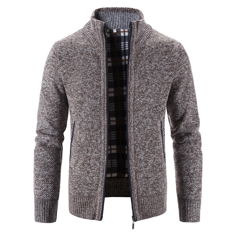 Mens Knitted Stand Collar Cardigan
