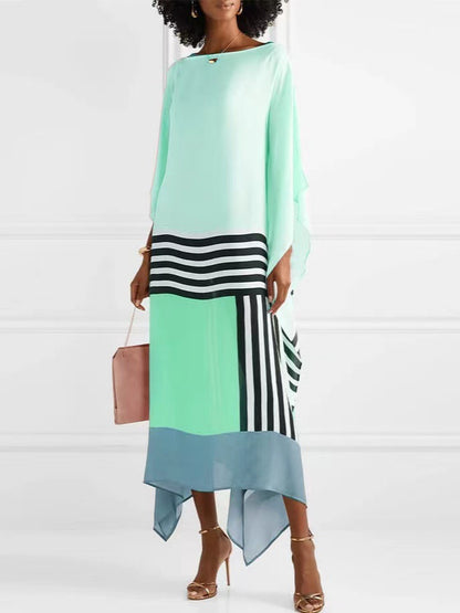 Summer Comfortable and Stylish Printed Casual Off-Shoulder Long Dress